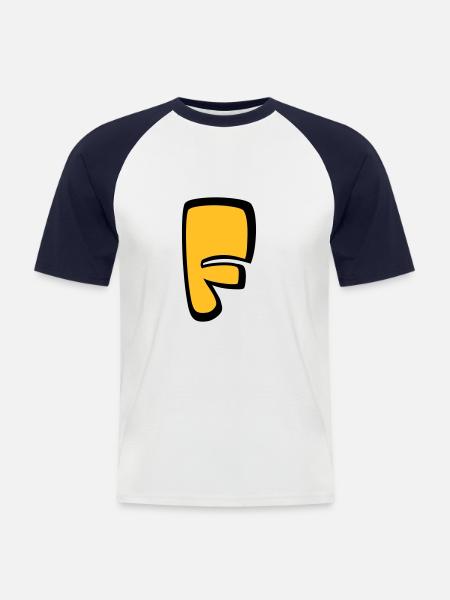 Alphabet F - Men's Baseball T-Shirt - white/navy