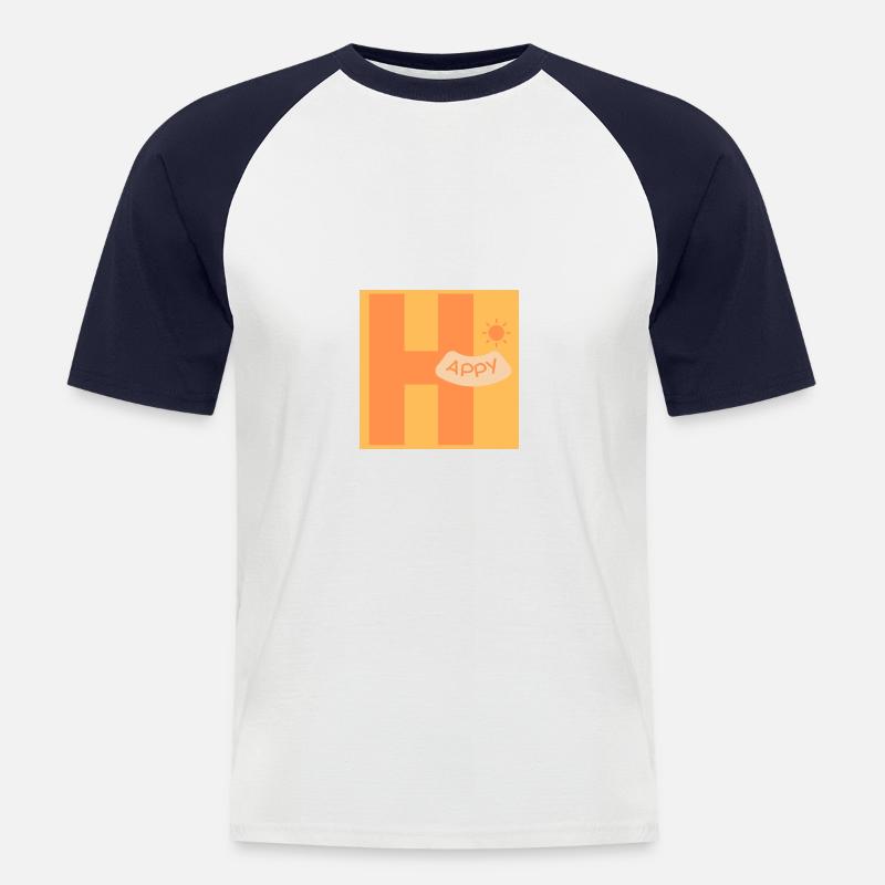 Happy - Männer Baseball-T-Shirt - Weiß/Navy