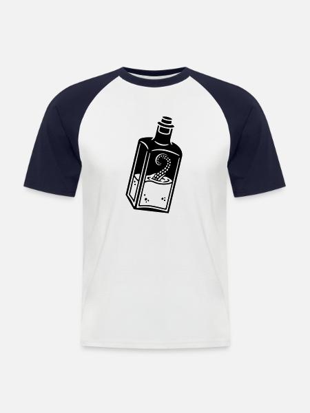 Octopus in the bottle - Men's Baseball T-Shirt - white/navy