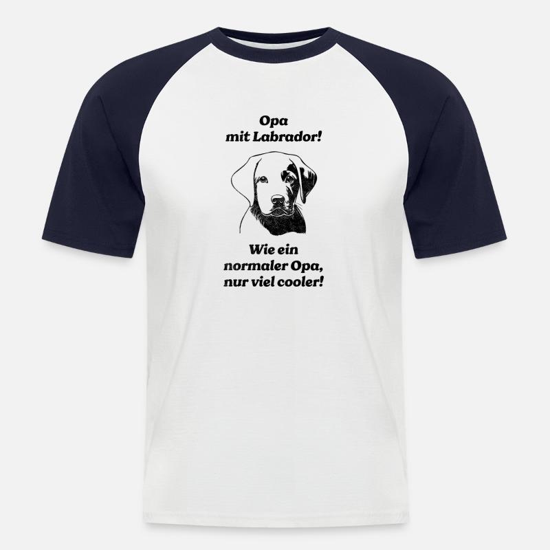 Opa mit Labrador - Männer Baseball-T-Shirt - Weiß/Navy