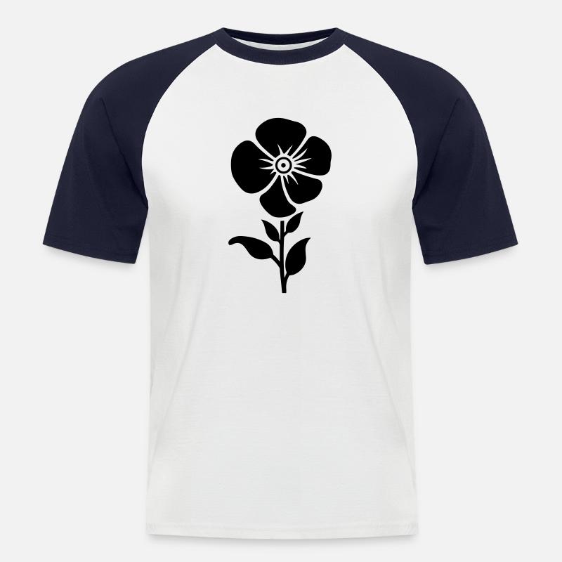 Blume - Männer Baseball-T-Shirt - Weiß/Navy