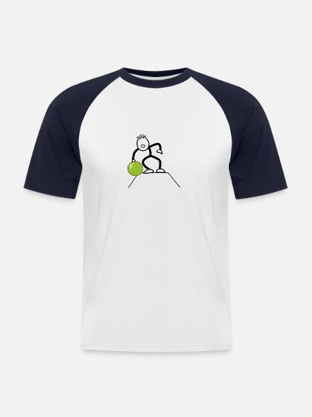Bowler, Bowling - Männer Baseball-T-Shirt - Weiß/Navy