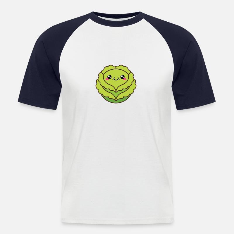Niedlicher Kohl oder Salatkopf - Männer Baseball-T-Shirt - Weiß/Navy