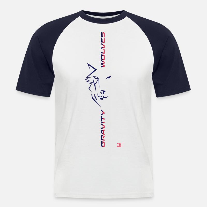 gravity wolves - Männer Baseball-T-Shirt - Weiß/Navy