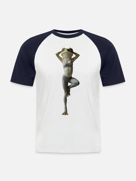 Frosch - Männer Baseball-T-Shirt - Weiß/Navy