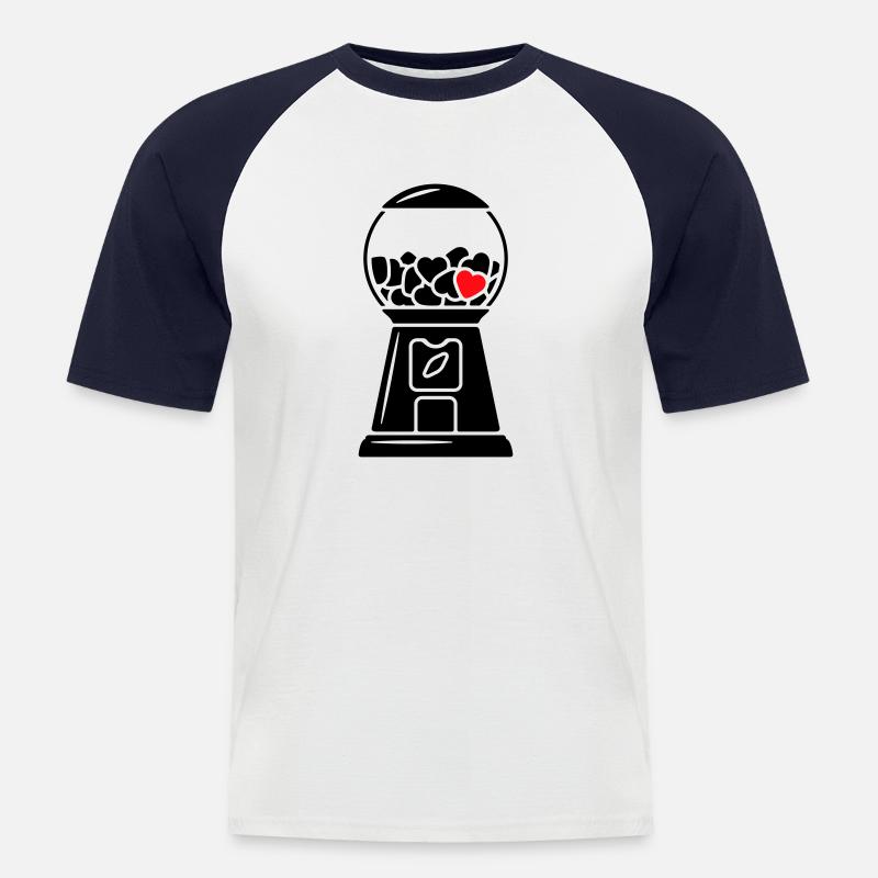Liebe kaufen - Kaugummuautomat - Männer Baseball-T-Shirt - Weiß/Navy