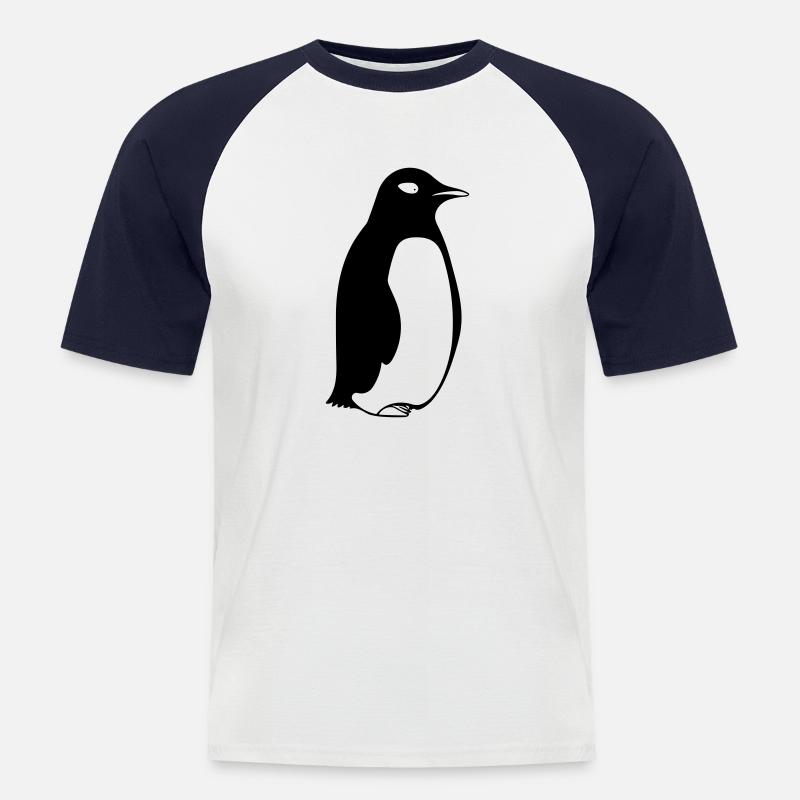 Pinguin - Männer Baseball-T-Shirt - Weiß/Navy