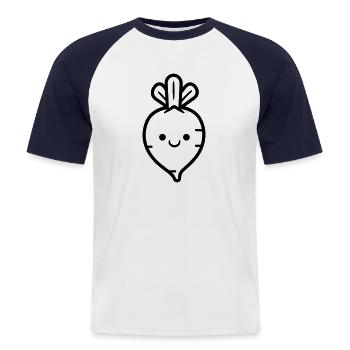 Carrot - Men's Baseball T-Shirt - white/navy - Front - Nik (191cm)