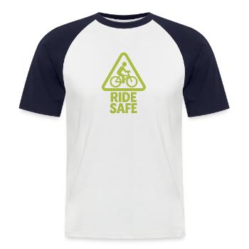 Roulez en toute sécurité - T-shirt baseball manches courtes Homme - blanc/marine - Devant - Nik (191cm)