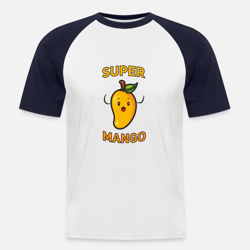 Super Mango Lustig Held - Männer Baseball-T-Shirt - Weiß/Navy