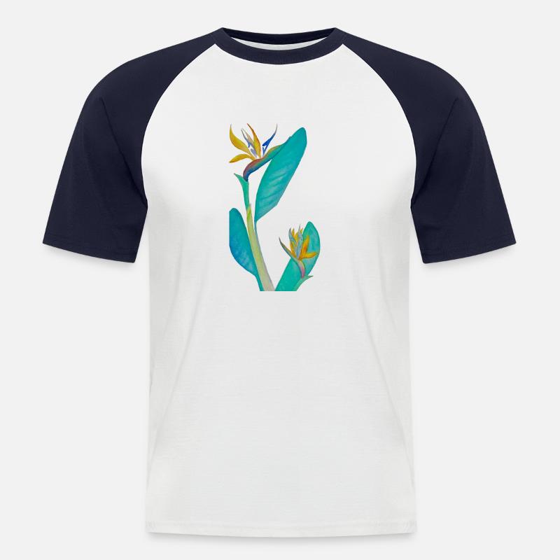 Paradiesvogel-Pflanze - Männer Baseball-T-Shirt - Weiß/Navy