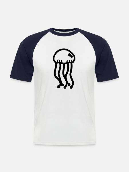 Qualle - Männer Baseball-T-Shirt - Weiß/Navy