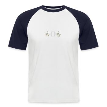 lol - T-shirt baseball manches courtes Homme - blanc/marine - Devant - Nik (191cm)