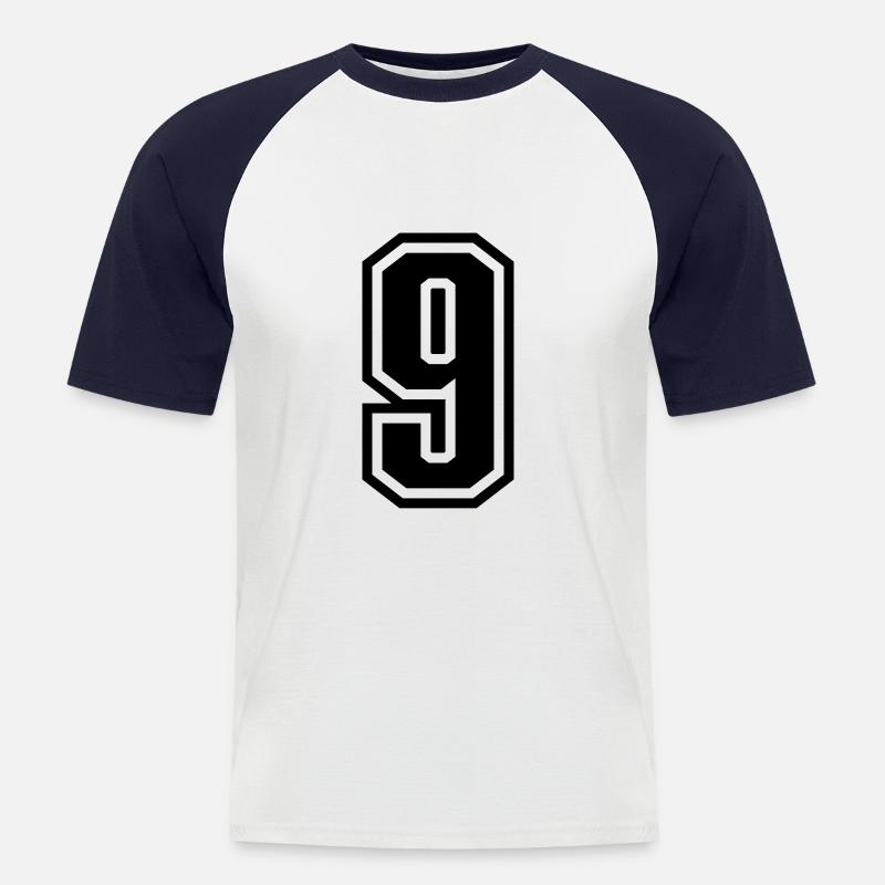 9 - Number 9 - Jersey number two-tone change color - Men's Baseball T-Shirt - white/navy