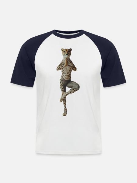 Gepard - Männer Baseball-T-Shirt - Weiß/Navy