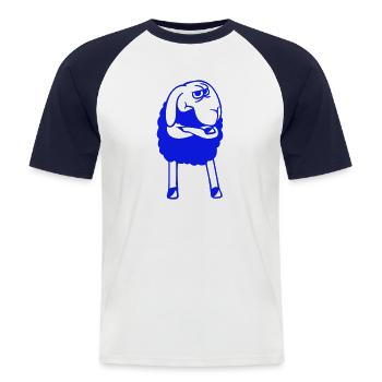 Black Sheep Crossed Arms Insulted Sour - Men's Baseball T-Shirt - white/navy - Front - Nik (191cm)
