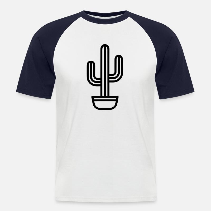 Kaktus - Männer Baseball-T-Shirt - Weiß/Navy