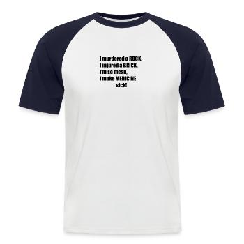 The Legend Rock Brick Medicine - Männer Baseball-T-Shirt - Weiß/Navy - Vorne - Nik (191cm)