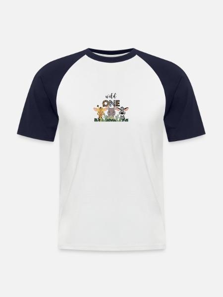 Anniversaire - T-shirt baseball manches courtes Homme - blanc/marine