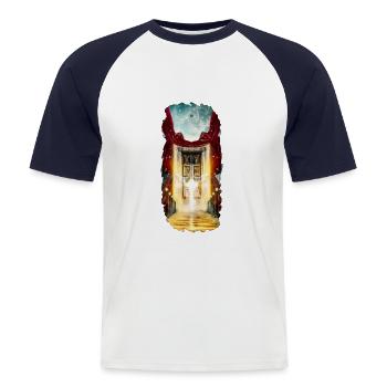La Clé de Jésus - T-shirt baseball manches courtes Homme - blanc/marine - Devant - Nik (191cm)