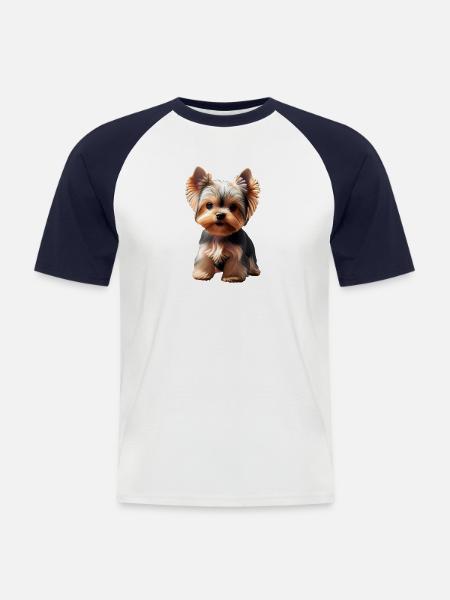 Dog - Yorkshire Terrier - Men's Baseball T-Shirt - white/navy