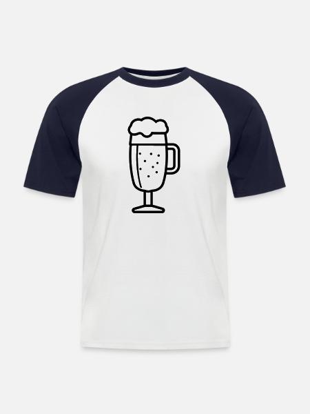 Bière - T-shirt baseball manches courtes Homme - blanc/marine