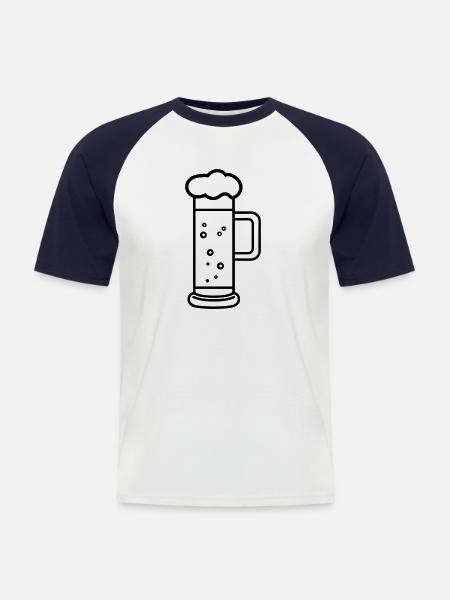 Bière - T-shirt baseball manches courtes Homme - blanc/marine