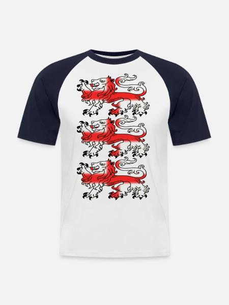 Three English Lion Passants with St George's Cross - Men's Baseball T-Shirt - white/navy