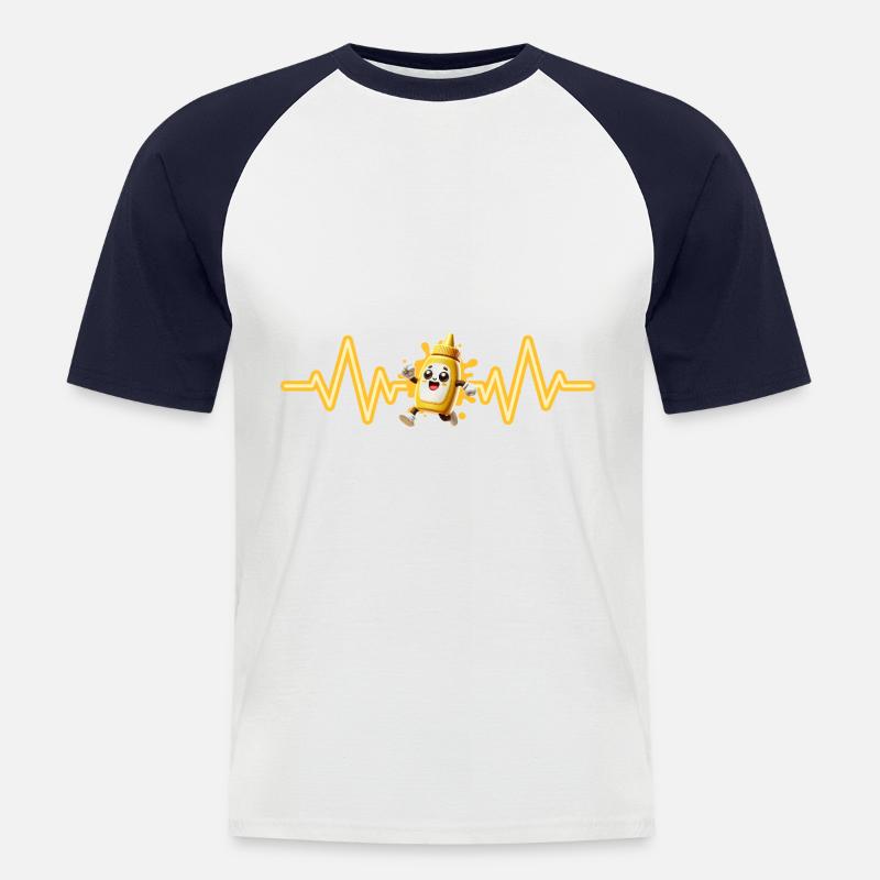 Senf - Männer Baseball-T-Shirt - Weiß/Navy
