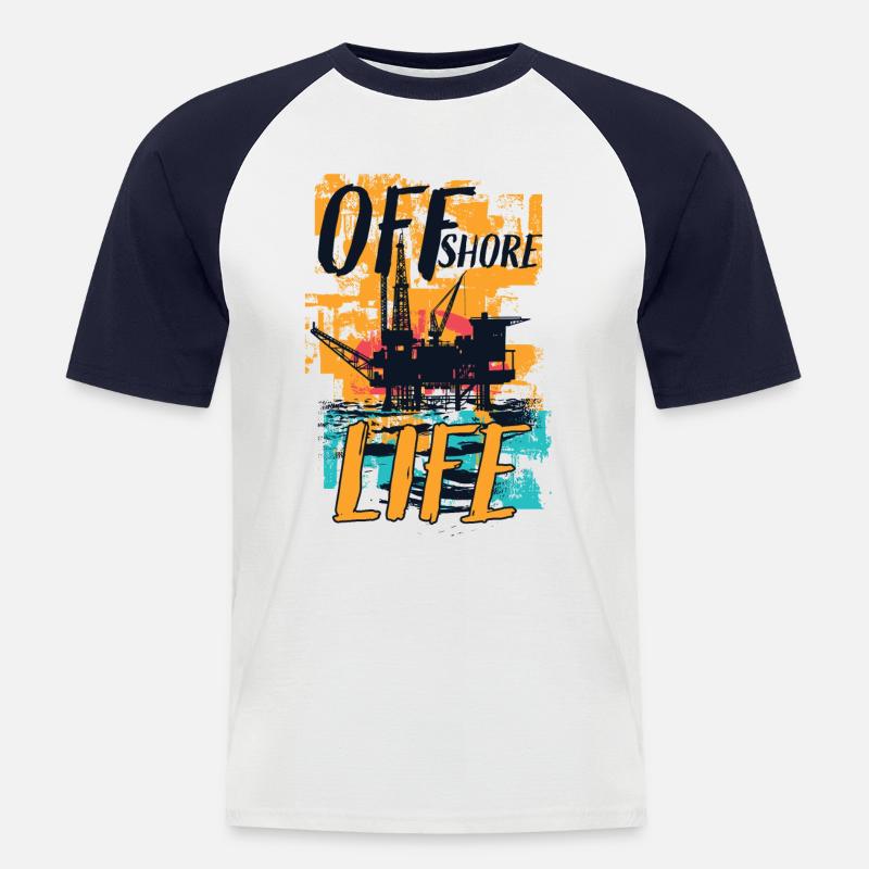 Offshore Life - Männer Baseball-T-Shirt - Weiß/Navy