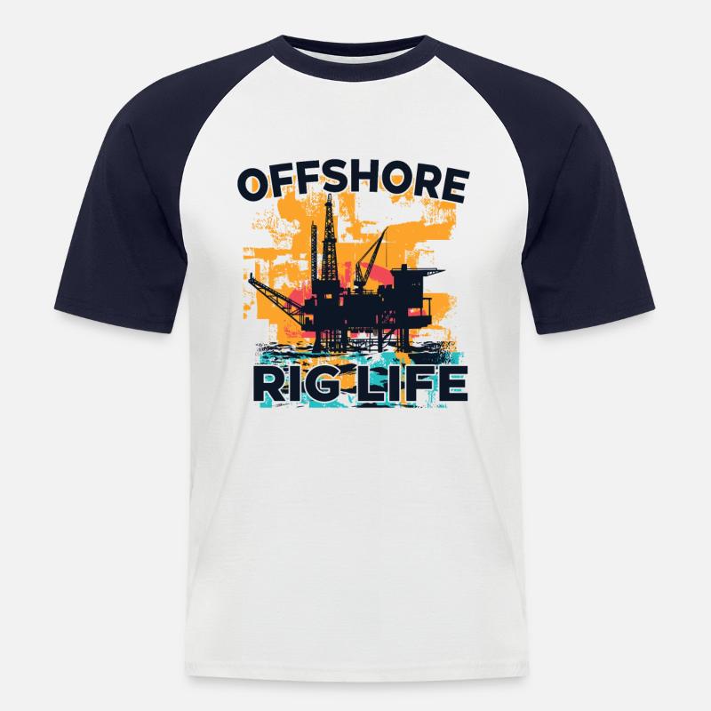 Offshore Rig Life - Männer Baseball-T-Shirt - Weiß/Navy