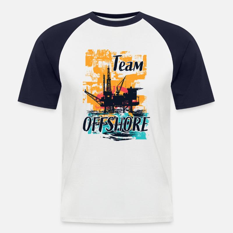 Team Offshore Life - Männer Baseball-T-Shirt - Weiß/Navy