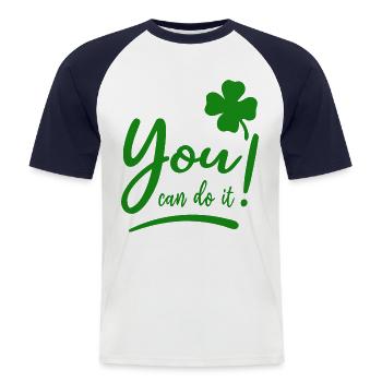 Vous pouvez le faire - Encouragement - Porte-bonheur - T-shirt baseball manches courtes Homme - blanc/marine - Devant - Nik (191cm)