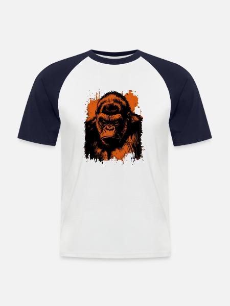 Gorilla - Männer Baseball-T-Shirt - Weiß/Navy