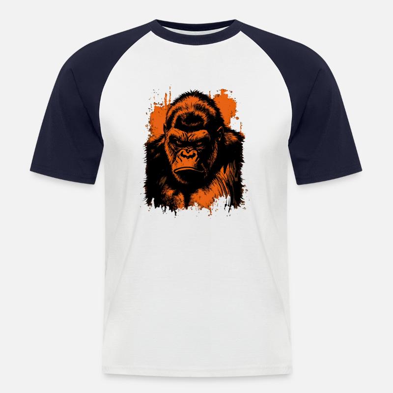 Gorilla - Männer Baseball-T-Shirt - Weiß/Navy