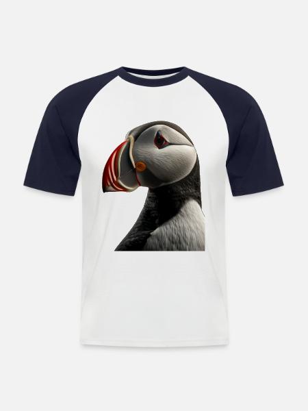 Papageientaucher - Männer Baseball-T-Shirt - Weiß/Navy