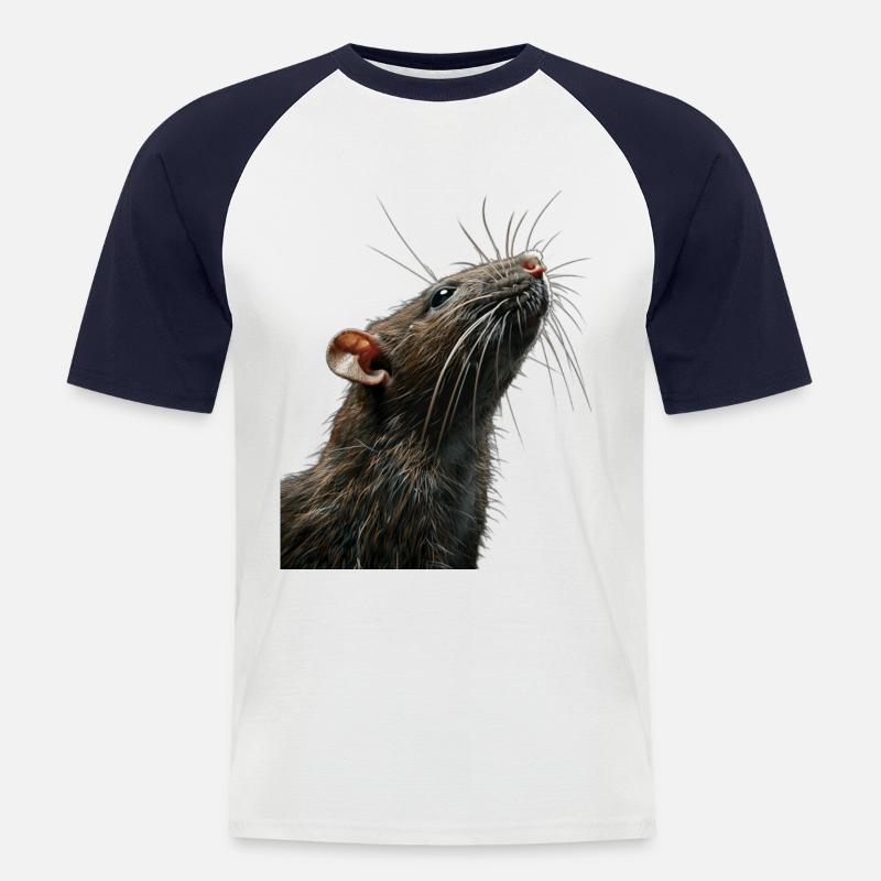 Ratte - Männer Baseball-T-Shirt - Weiß/Navy