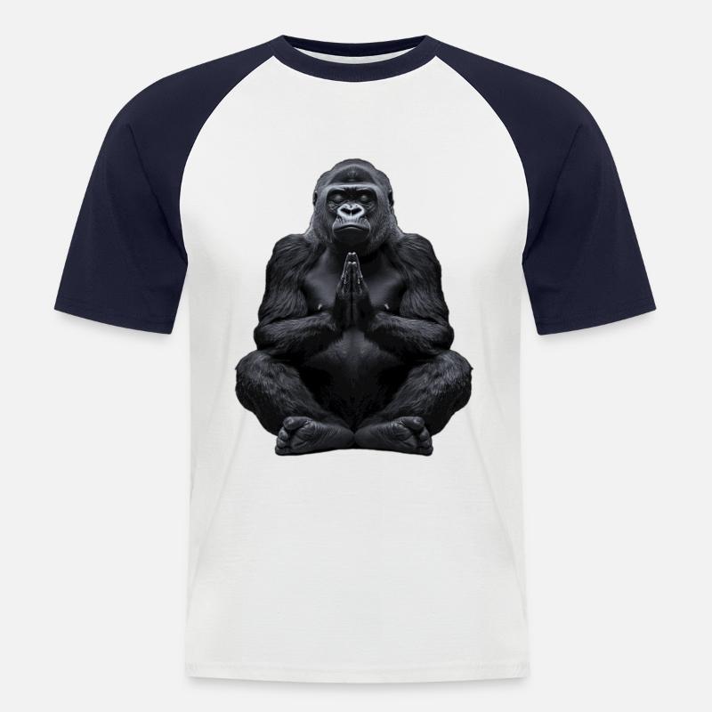 Gorilla - Männer Baseball-T-Shirt - Weiß/Navy