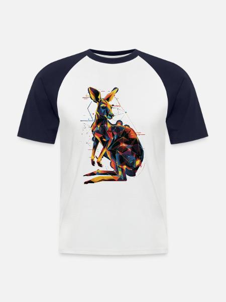 Kangaroo - Men's Baseball T-Shirt - white/navy