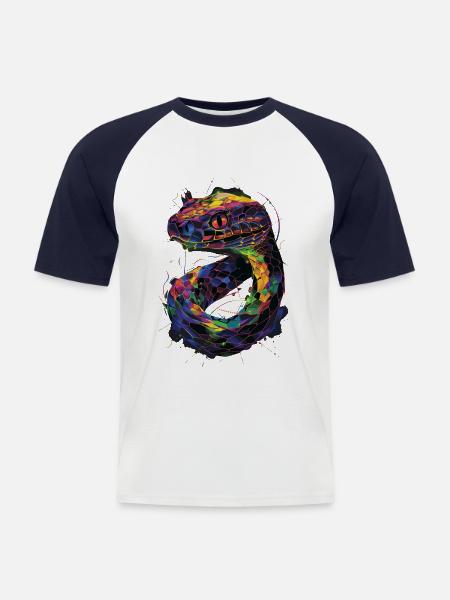 Serpent - T-shirt baseball manches courtes Homme - blanc/marine