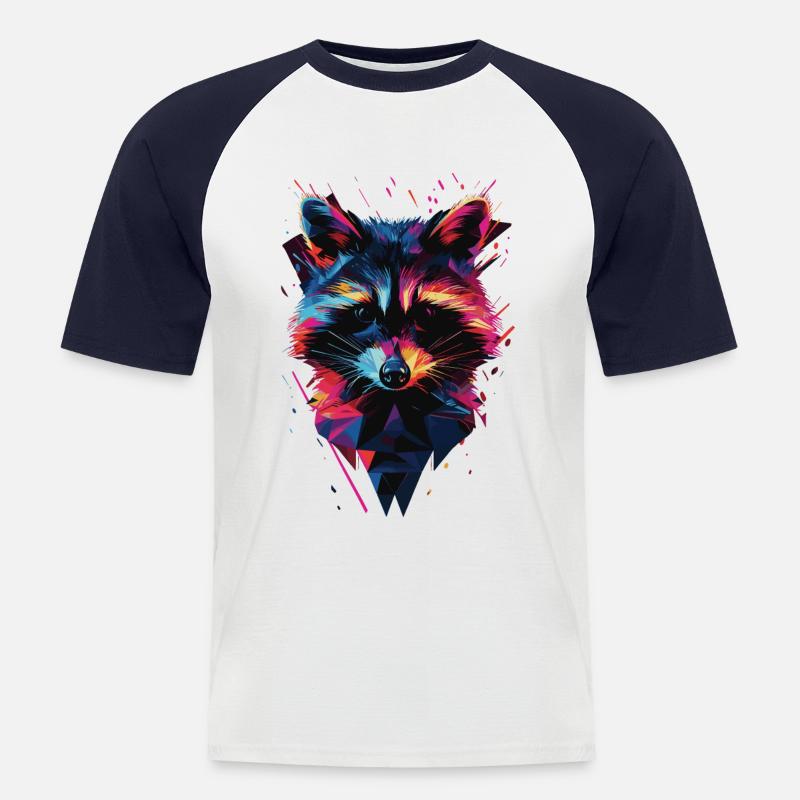 Waschbär - Männer Baseball-T-Shirt - Weiß/Navy