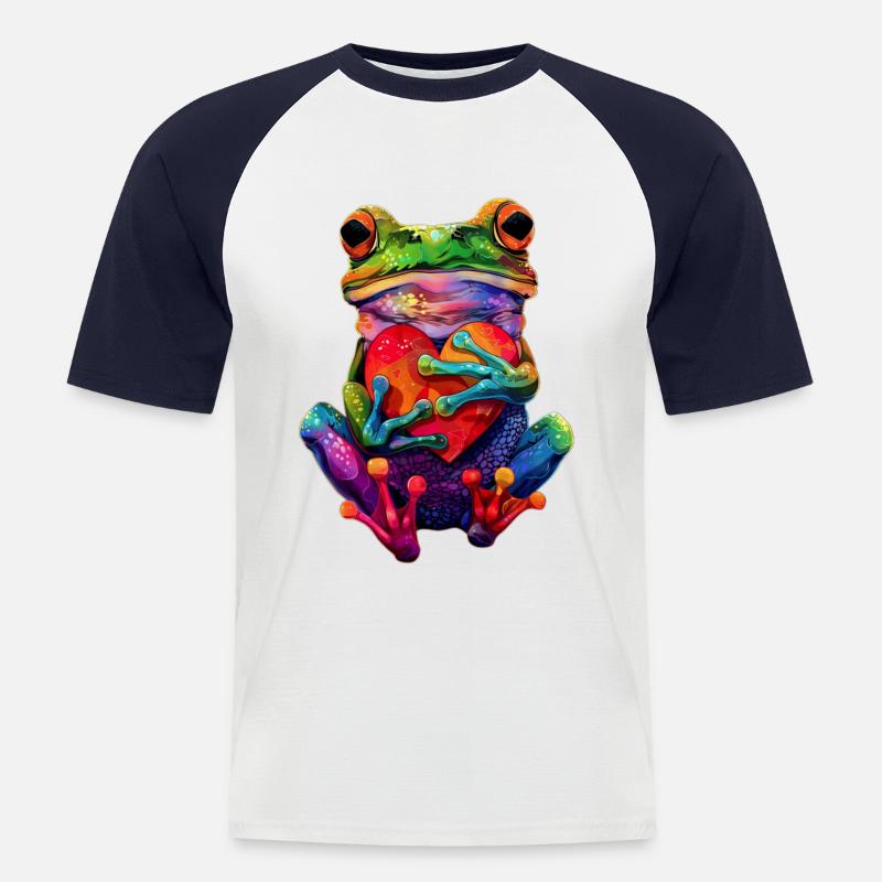 Frosch - Männer Baseball-T-Shirt - Weiß/Navy