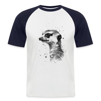 Suricate - T-shirt baseball manches courtes Homme - blanc/marine - Devant - Nik (191cm)