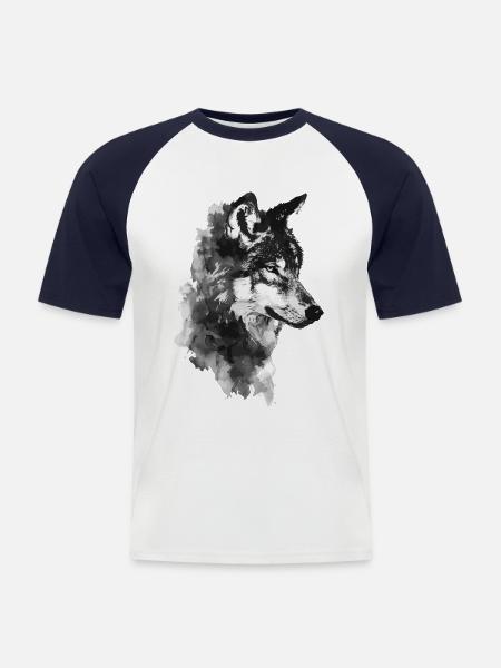 Wolf - Men's Baseball T-Shirt - white/navy