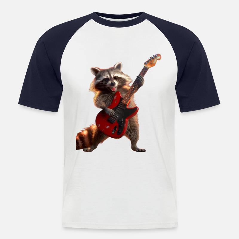 Waschbär - Männer Baseball-T-Shirt - Weiß/Navy