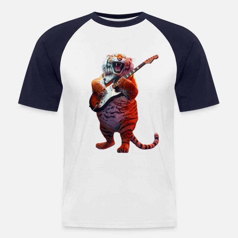 Tiger - Männer Baseball-T-Shirt - Weiß/Navy