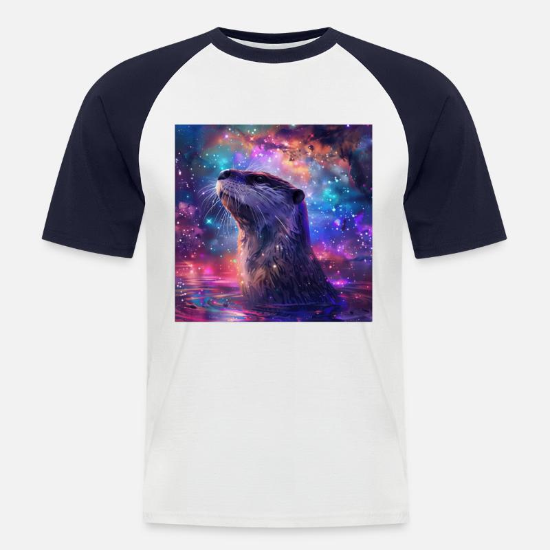 Otter - Männer Baseball-T-Shirt - Weiß/Navy