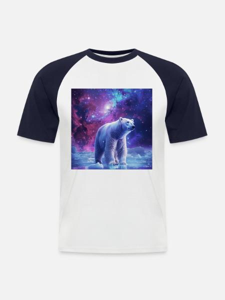 Ours blanc - T-shirt baseball manches courtes Homme - blanc/marine