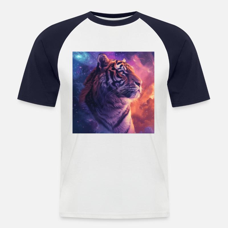Tiger - Männer Baseball-T-Shirt - Weiß/Navy
