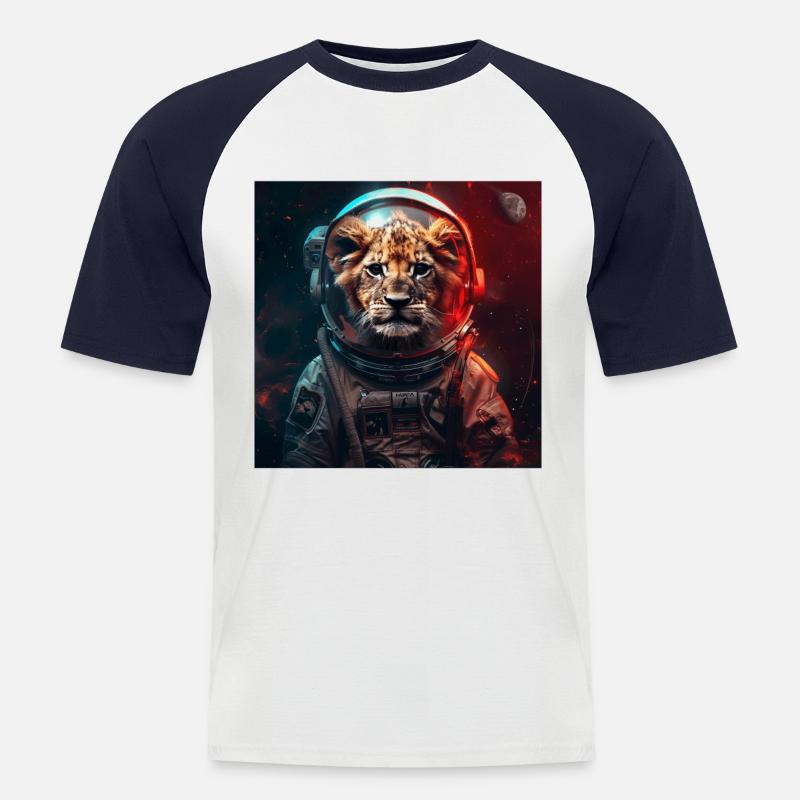 Löwe - Männer Baseball-T-Shirt - Weiß/Navy